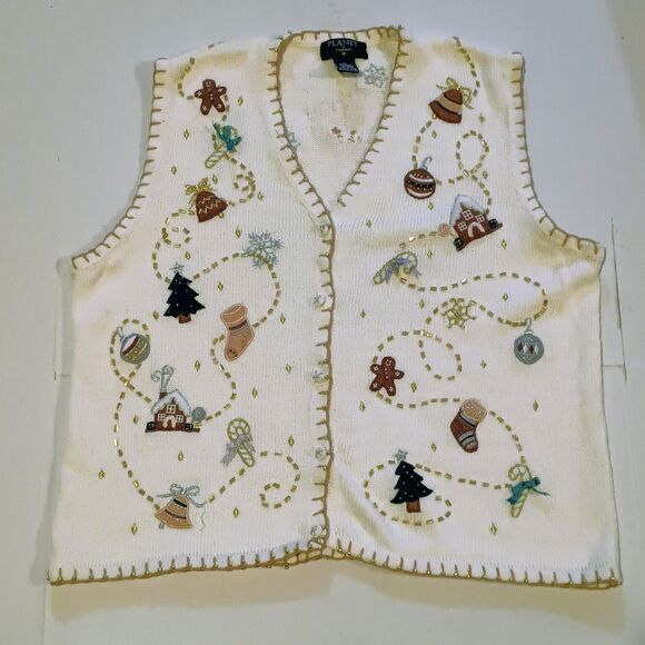 Planet & Company Beaded Sweater Vest-Size XL-Christmas-Winter-Embroidered-Y2K - Picture 1 of 10
